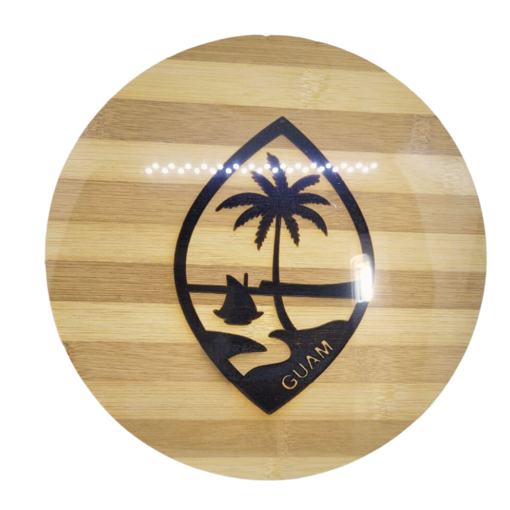 Round Guam Cutting Board GPS authentic island kitchen gift Made In Guam