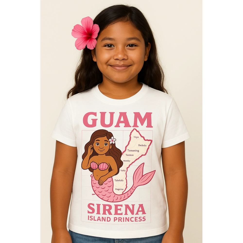 Girl Sirena White Guam island authentic apparel Made In Guam shipped worldwide
