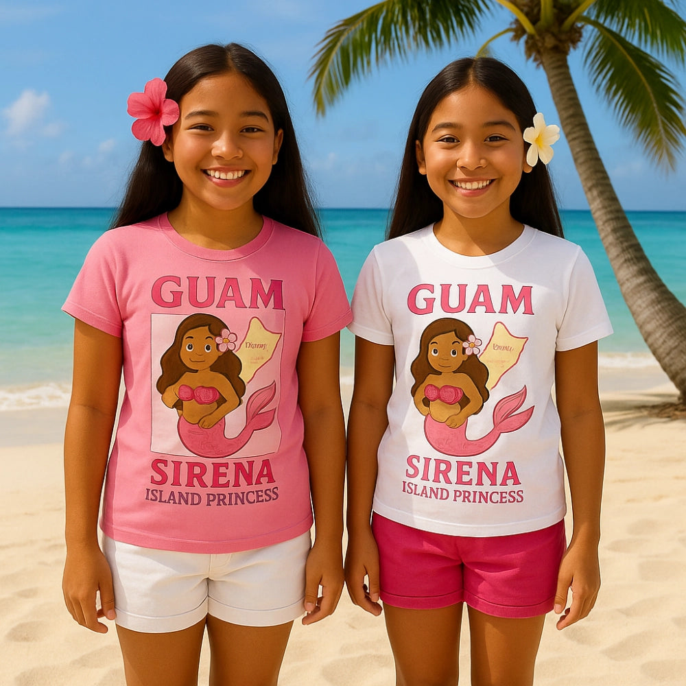 Girl Sirena White back view Guam island apparel Made In Guam