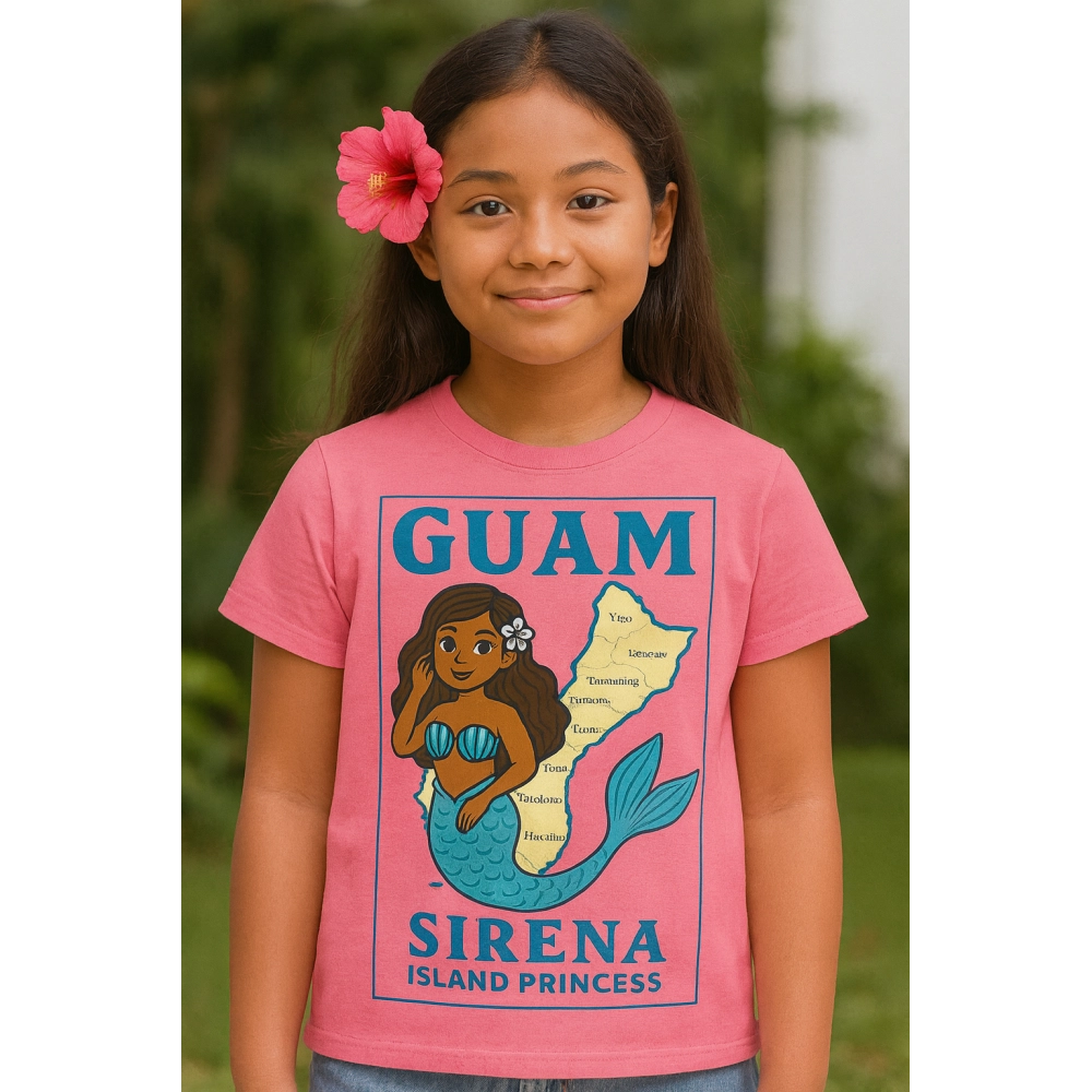 Girl Sirena Pink back view Guam Route island apparel Made In Guam