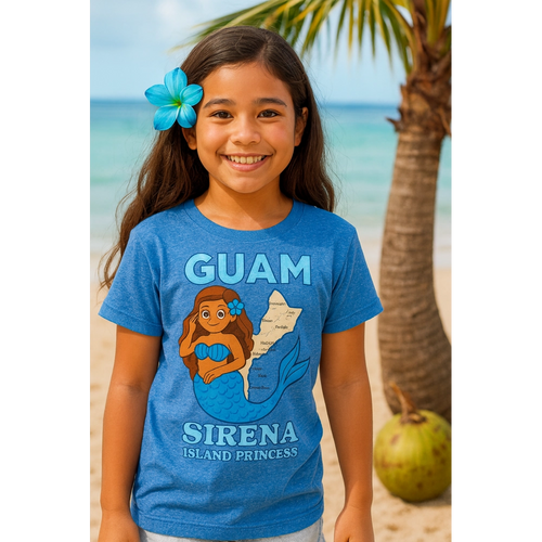 Girl Sirena Ocean Blue Guam island authentic apparel Made In Guam shipped worldwide