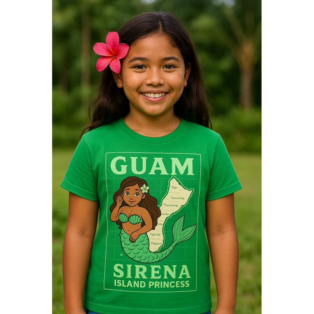 Girl Sirena Green Guam island authentic apparel Made In Guam shipped worldwide