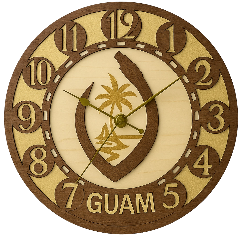 Guam Pride Wall Clock authentic island timepiece Made In Guam shipped worldwide
