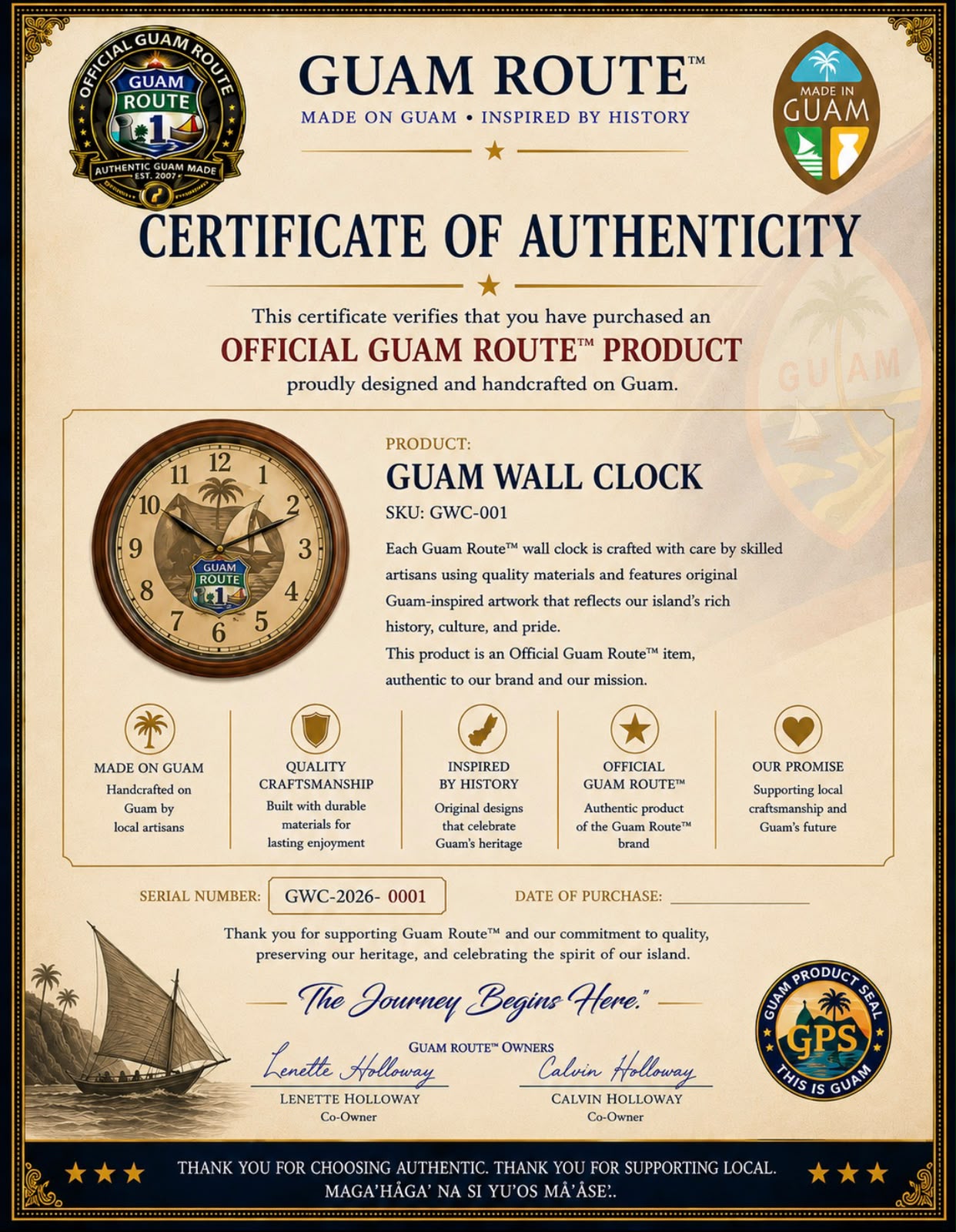 Guam Wall Clock | Handcrafted on Guam