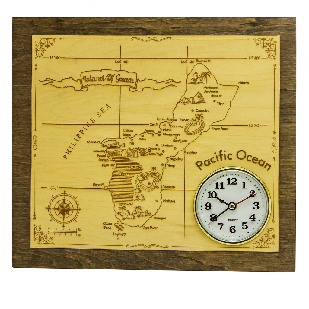 Guam Map Clock authentic island wall clock Guam Route Made In Guam shipped worldwide
