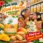Grandmother and granddaughter enjoying Village Food Market mango cookies made with real mango – available at Kmart Guam