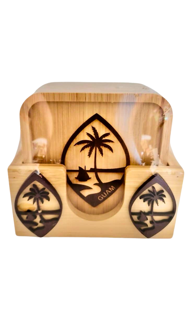 Guam Coasters With Case GPS authentic island gift set Made In Guam shipped worldwide