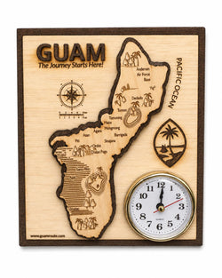New Guam Map Desk Clock authentic island timepiece Made In Guam shipped worldwide