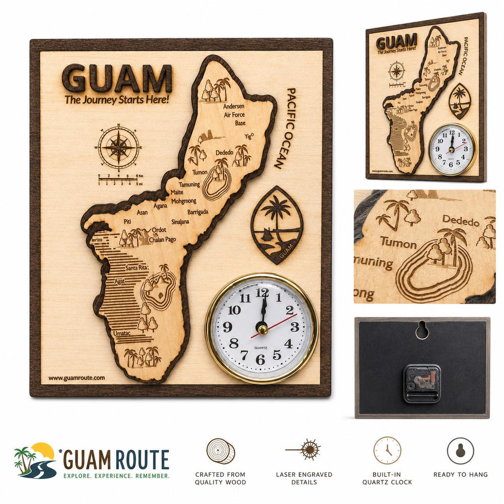 New Guam Map Desk Clock