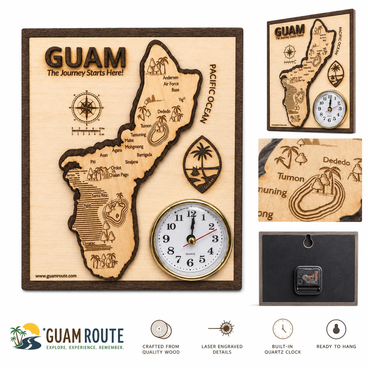 New Guam Map Desk Clock