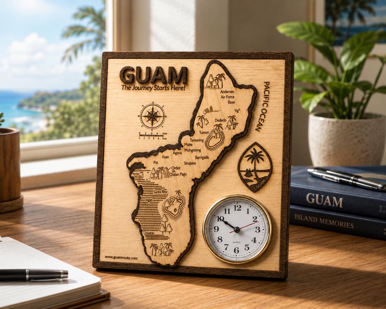 New Guam Map Desk Clock