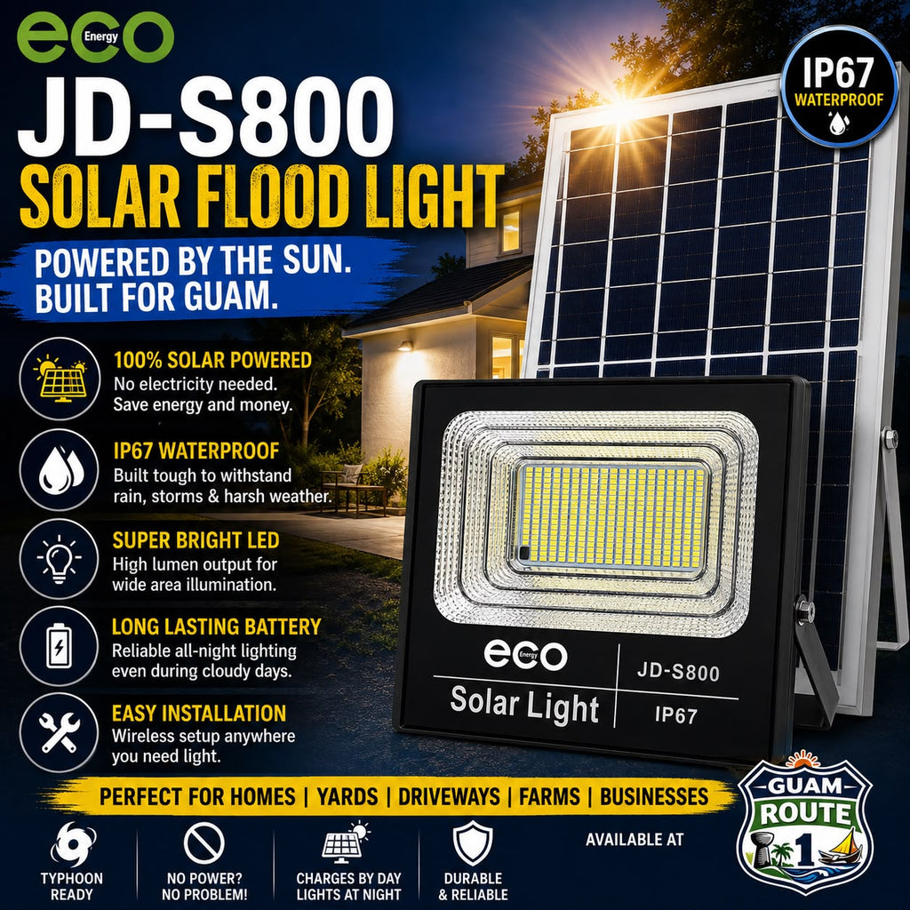 GuamReady Solar 800 Flood Light – Waterproof IP67 LED Security Light