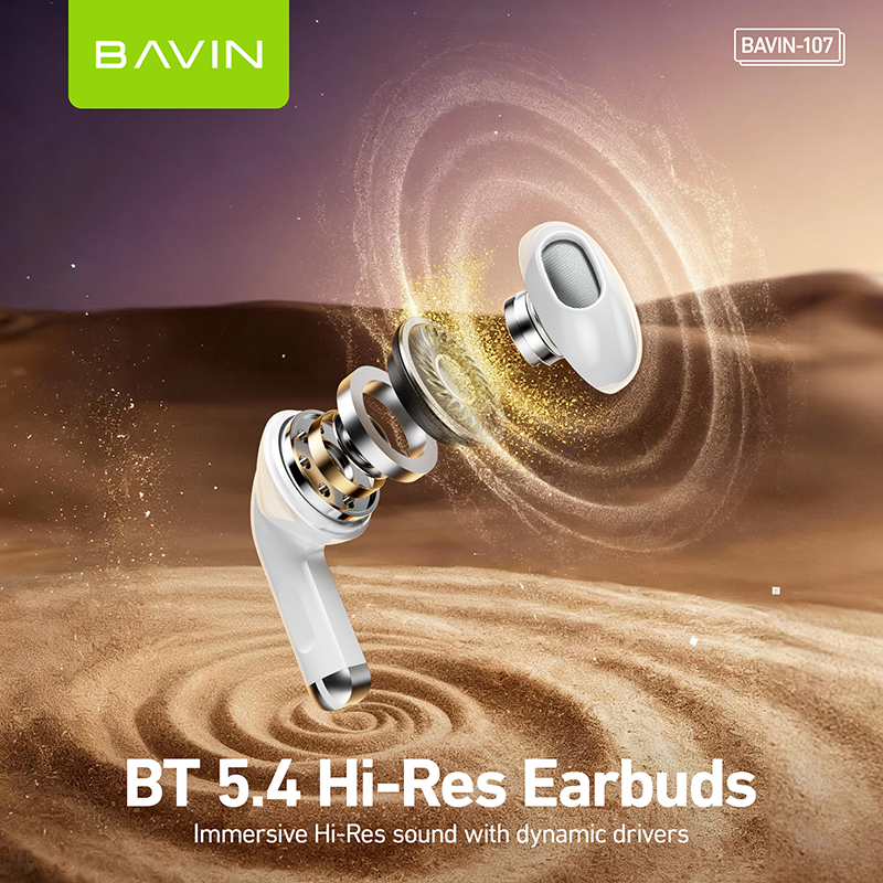 BAVIN BA107 Mini Bluetooth 5.4 Hi-Fi Earbuds with Leather-Style Case detail 2