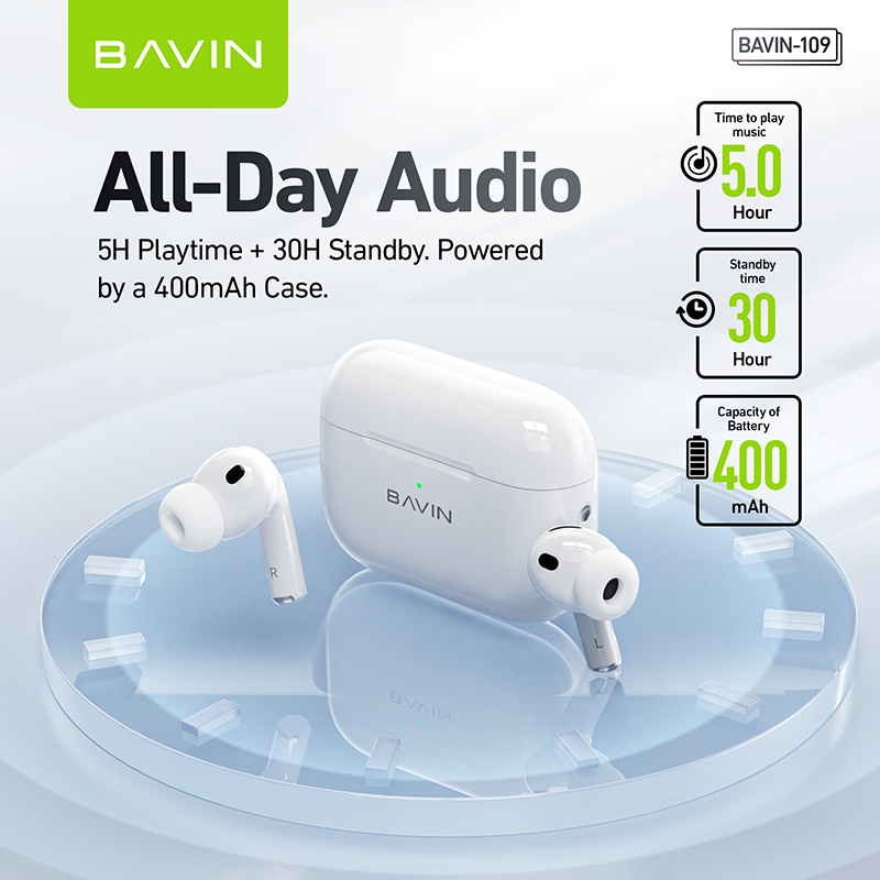 BAVIN BA109 Bluetooth 6.0 Hi-Res Wireless Earbuds detail 3