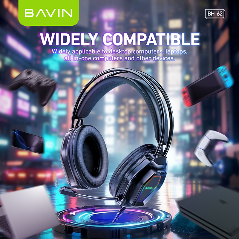 BAVIN BH62 RGB Wired Gaming Headset with Adjustable Microphone detail 3