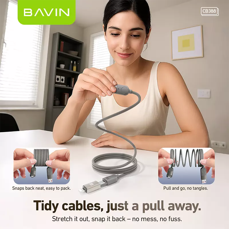 BAVIN CB388 4-in-1 240W Magnetic Fast-Charging Data Cable