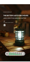 Retro LED Camping Lantern – Dimmable, Rechargeable Hanging Lamp