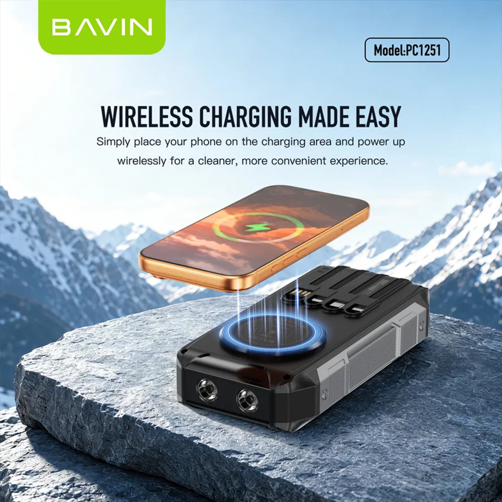 BAVIN PC1251 Solar Power Bank 30,000mAh — Emergency Backup Charger