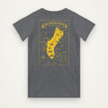 Island of Guam map t-shirt in grey with bright yellow Guam map print