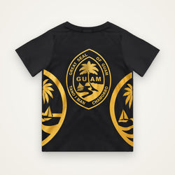 Kids Guam Seal t-shirt in black with the gold Great Seal of Guam