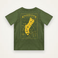 Kids Island of Guam map t-shirt in green with bright yellow Guam map print