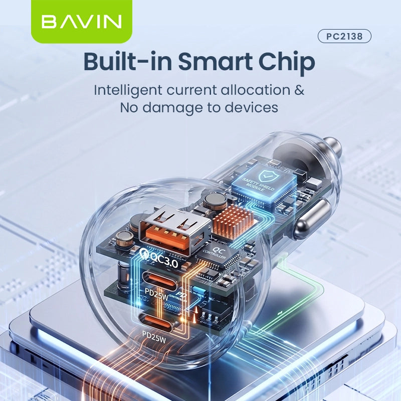 BAVIN PC2138 68W Three-Port Fast-Charging Car Charger detail 3