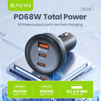 BAVIN PC2138 68W Three-Port Fast-Charging Car Charger